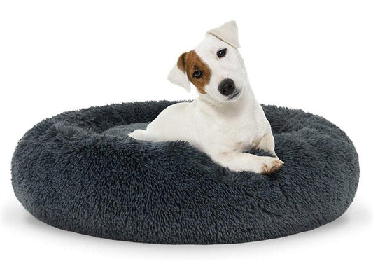 Plush bed for dogs light gray