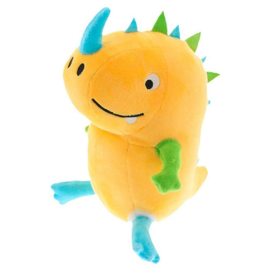 DOCUS yellow plush dinosaur with blue horns